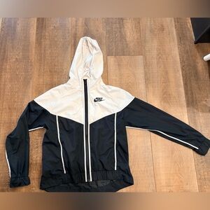 Nike kids White and Black Hooded Jacket with Red Tag